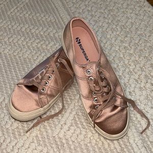 Satin rose colored sneakers